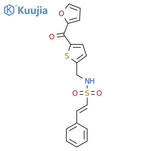 (E)-N-{[5-(furan-2-carbonyl)thiophen-2-yl]methyl}-2-phenylethene-1-sulfonamide structure