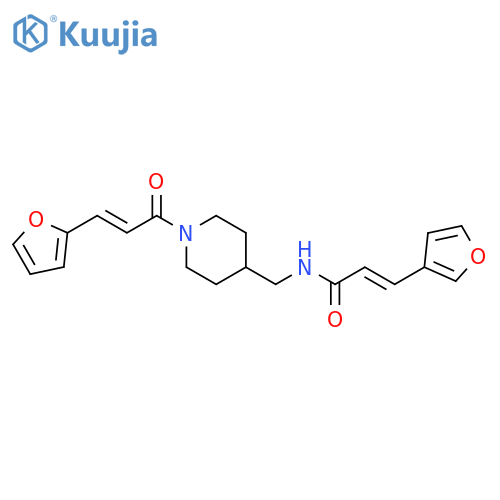 (2E)-N-({1-(2E)-3-(furan-2-yl)prop-2-enoylpiperidin-4-yl}methyl)-3-(furan-3-yl)prop-2-enamide structure