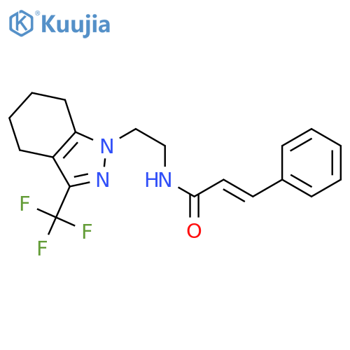 (2E)-3-phenyl-N-{2-[3-(trifluoromethyl)-4,5,6,7-tetrahydro-1H-indazol-1-yl]ethyl}prop-2-enamide structure
