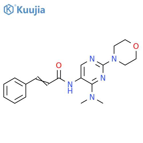 (2E)-N-[4-(dimethylamino)-2-(morpholin-4-yl)pyrimidin-5-yl]-3-phenylprop-2-enamide structure