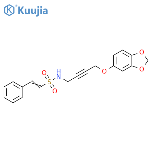 (E)-N-4-(2H-1,3-benzodioxol-5-yloxy)but-2-yn-1-yl-2-phenylethene-1-sulfonamide structure