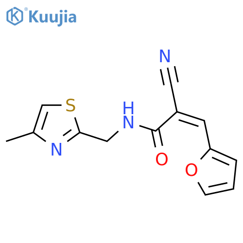(Z)-2-Cyano-3-(furan-2-yl)-N-[(4-methyl-1,3-thiazol-2-yl)methyl]prop-2-enamide structure