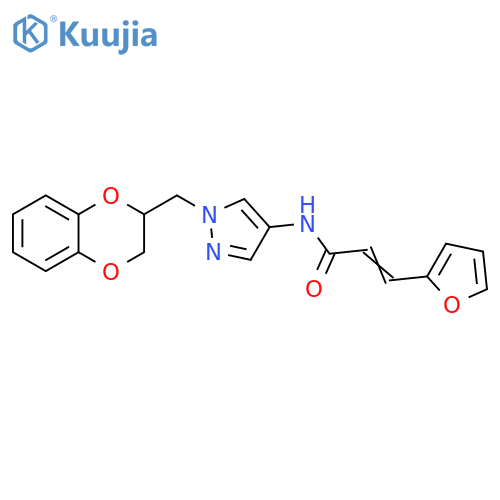 N-[1-[(2,3-Dihydro-1,4-benzodioxin-2-yl)methyl]-1H-pyrazol-4-yl]-3-(2-furanyl)-2-propenamide structure