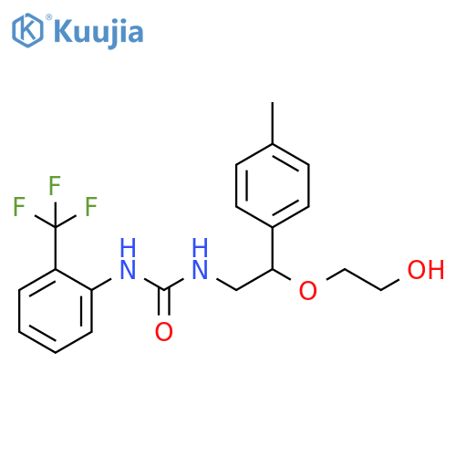 1-[2-(2-hydroxyethoxy)-2-(4-methylphenyl)ethyl]-3-[2-(trifluoromethyl)phenyl]urea structure