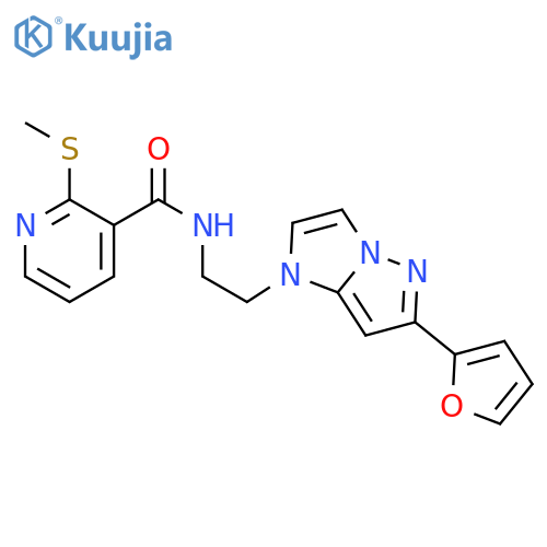 N-{2-[6-(furan-2-yl)-1H-pyrazolo[1,5-a]imidazol-1-yl]ethyl}-2-(methylsulfanyl)pyridine-3-carboxamide structure