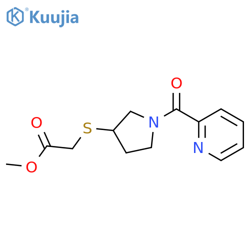 methyl 2-{[1-(pyridine-2-carbonyl)pyrrolidin-3-yl]sulfanyl}acetate structure