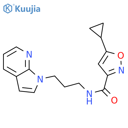5-cyclopropyl-N-(3-{1H-pyrrolo[2,3-b]pyridin-1-yl}propyl)-1,2-oxazole-3-carboxamide structure