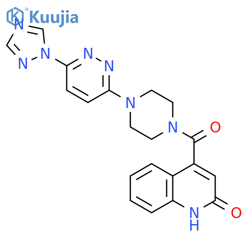 2(1H)-Quinolinone, 4-[[4-[6-(1H-1,2,4-triazol-1-yl)-3-pyridazinyl]-1-piperazinyl]carbonyl]- structure