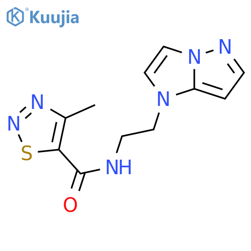 4-methyl-N-(2-{1H-pyrazolo[1,5-a]imidazol-1-yl}ethyl)-1,2,3-thiadiazole-5-carboxamide structure