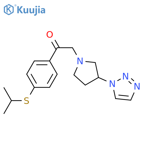 2-(4-propan-2-ylsulfanylphenyl)-1-[3-(triazol-1-yl)pyrrolidin-1-yl]ethanone structure