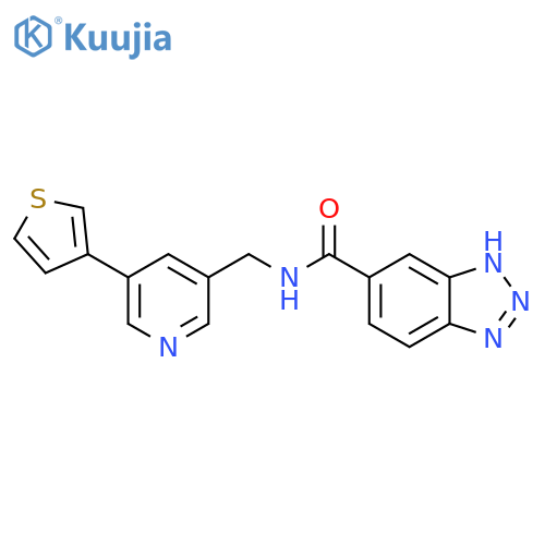 N-[[5-(3-Thienyl)-3-pyridinyl]methyl]-1H-benzotriazole-6-carboxamide structure