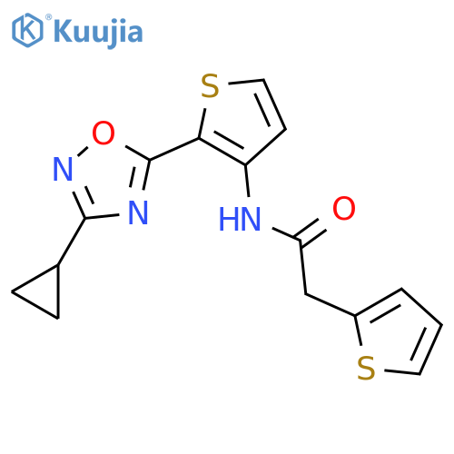N-[2-(3-cyclopropyl-1,2,4-oxadiazol-5-yl)thiophen-3-yl]-2-(thiophen-2-yl)acetamide structure