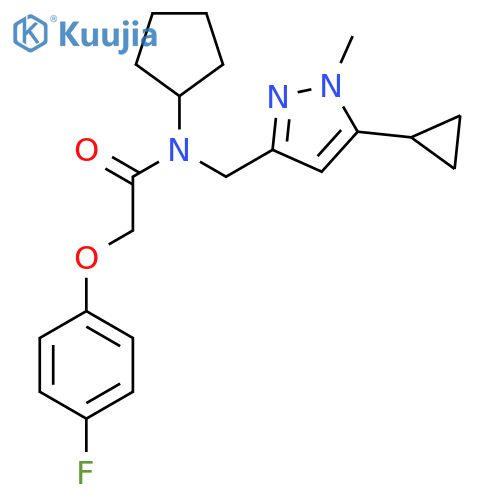 N-cyclopentyl-N-[(5-cyclopropyl-1-methyl-1H-pyrazol-3-yl)methyl]-2-(4-fluorophenoxy)acetamide structure