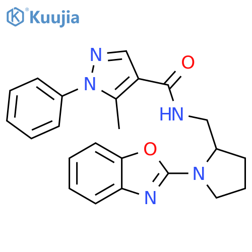 N-{[1-(1,3-benzoxazol-2-yl)pyrrolidin-2-yl]methyl}-5-methyl-1-phenyl-1H-pyrazole-4-carboxamide structure