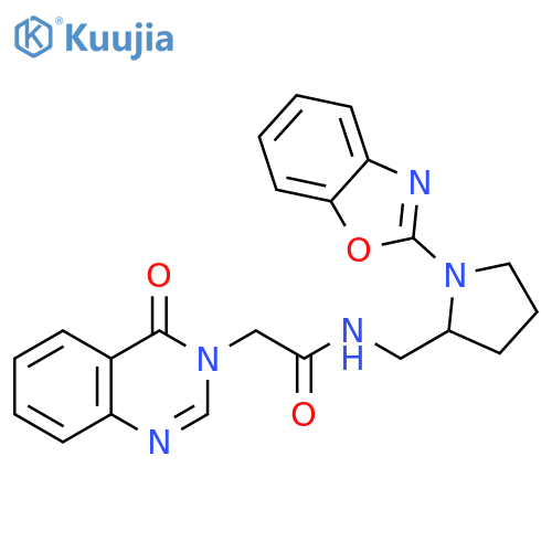 N-{[1-(1,3-benzoxazol-2-yl)pyrrolidin-2-yl]methyl}-2-(4-oxo-3,4-dihydroquinazolin-3-yl)acetamide structure