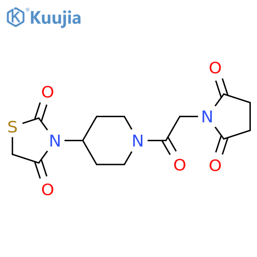 3-[1-[2-(2,5-dioxopyrrolidin-1-yl)acetyl]piperidin-4-yl]-1,3-thiazolidine-2,4-dione structure
