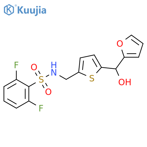 2,6-difluoro-N-({5-[(furan-2-yl)(hydroxy)methyl]thiophen-2-yl}methyl)benzene-1-sulfonamide structure