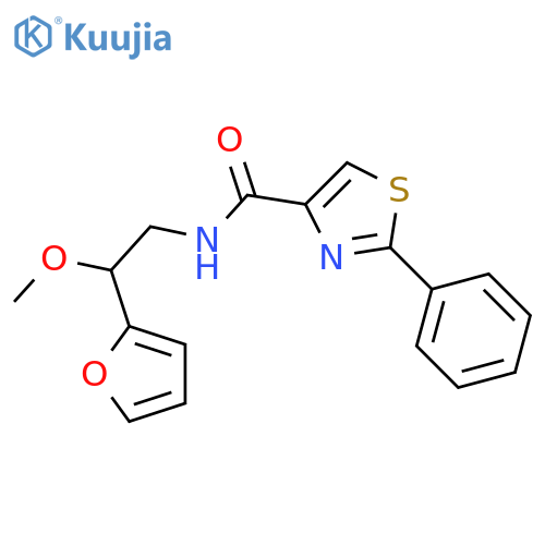N-[2-(furan-2-yl)-2-methoxyethyl]-2-phenyl-1,3-thiazole-4-carboxamide structure