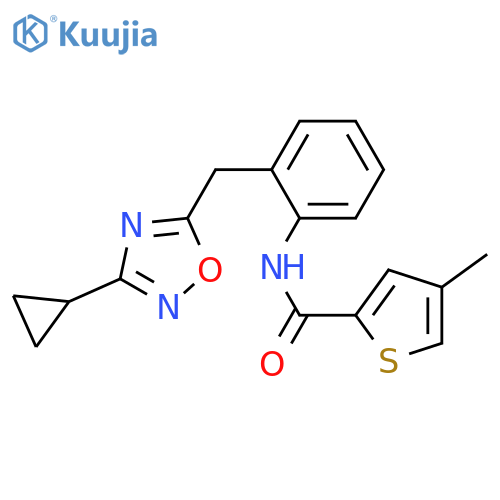 N-{2-[(3-cyclopropyl-1,2,4-oxadiazol-5-yl)methyl]phenyl}-4-methylthiophene-2-carboxamide structure