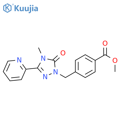 methyl 4-{[4-methyl-5-oxo-3-(pyridin-2-yl)-4,5-dihydro-1H-1,2,4-triazol-1-yl]methyl}benzoate structure