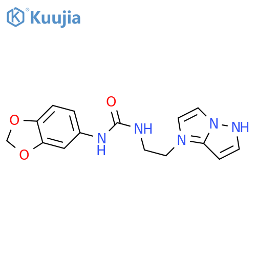 1-(2H-1,3-benzodioxol-5-yl)-3-(2-{1H-pyrazolo[1,5-a]imidazol-1-yl}ethyl)urea structure