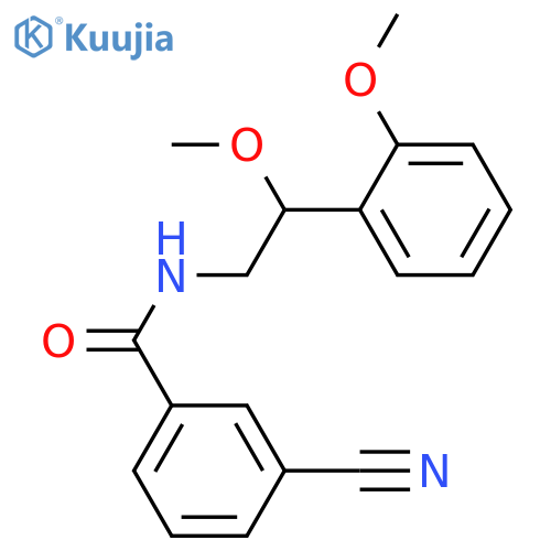 3-cyano-N-[2-methoxy-2-(2-methoxyphenyl)ethyl]benzamide structure