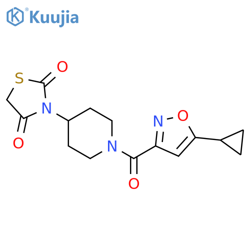 3-[1-(5-cyclopropyl-1,2-oxazole-3-carbonyl)piperidin-4-yl]-1,3-thiazolidine-2,4-dione structure