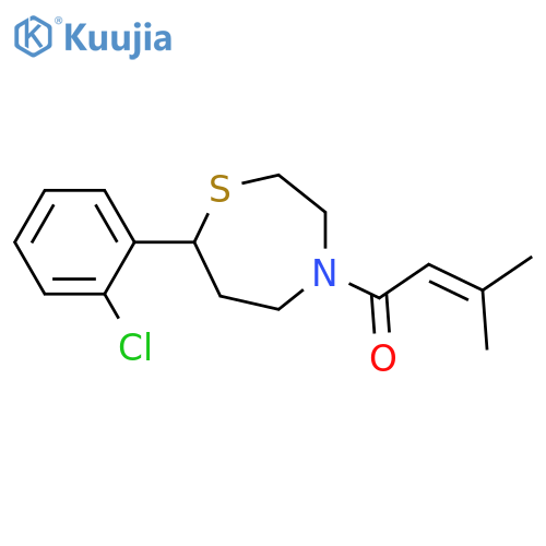 1-[7-(2-chlorophenyl)-1,4-thiazepan-4-yl]-3-methylbut-2-en-1-one structure