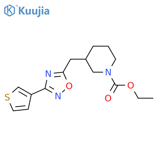 ethyl 3-{[3-(thiophen-3-yl)-1,2,4-oxadiazol-5-yl]methyl}piperidine-1-carboxylate structure