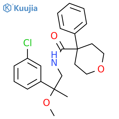 N-[2-(3-chlorophenyl)-2-methoxypropyl]-4-phenyloxane-4-carboxamide structure