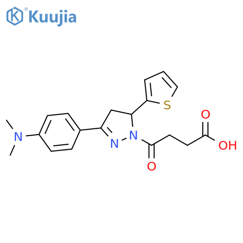 4-{3-[4-(dimethylamino)phenyl]-5-(thiophen-2-yl)-4,5-dihydro-1H-pyrazol-1-yl}-4-oxobutanoic acid structure