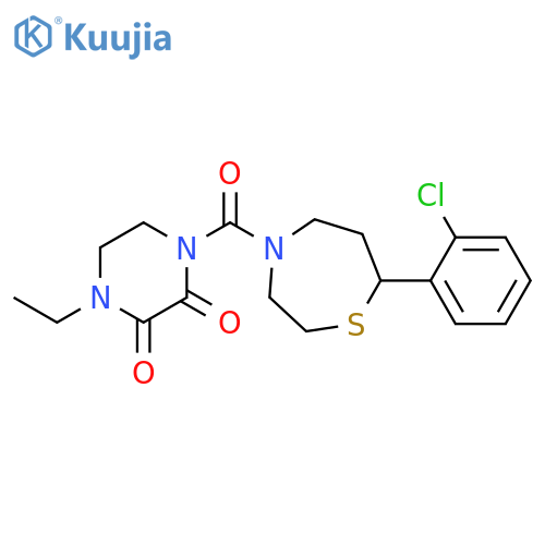 1-[7-(2-chlorophenyl)-1,4-thiazepane-4-carbonyl]-4-ethylpiperazine-2,3-dione structure