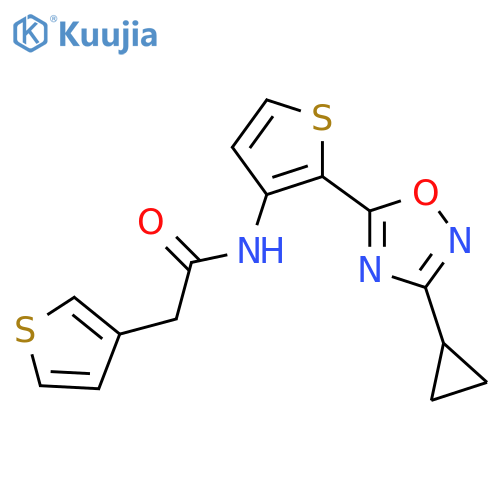 N-[2-(3-cyclopropyl-1,2,4-oxadiazol-5-yl)thiophen-3-yl]-2-(thiophen-3-yl)acetamide structure