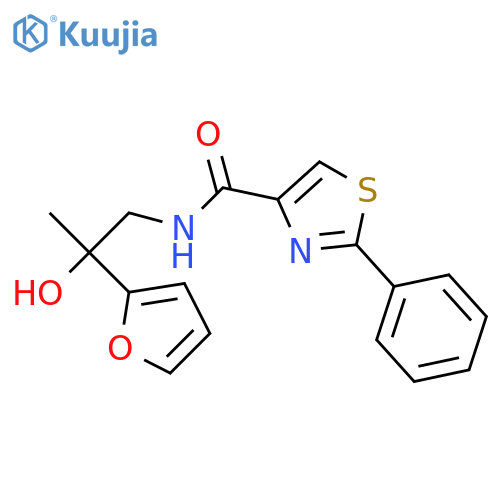 N-[2-(furan-2-yl)-2-hydroxypropyl]-2-phenyl-1,3-thiazole-4-carboxamide structure