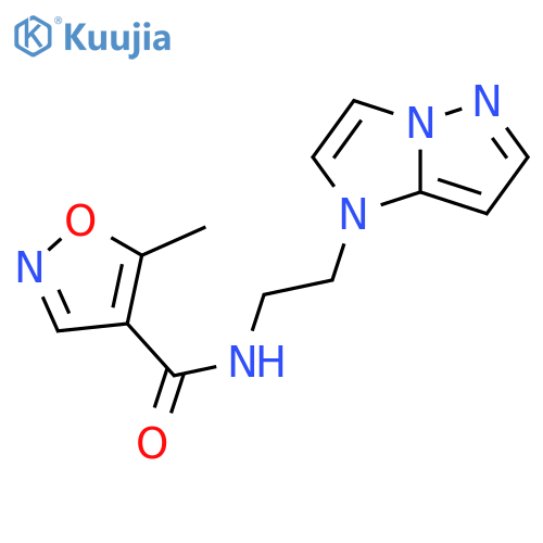 5-methyl-N-(2-{1H-pyrazolo[1,5-a]imidazol-1-yl}ethyl)-1,2-oxazole-4-carboxamide structure
