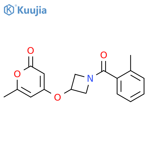 6-methyl-4-[1-(2-methylbenzoyl)azetidin-3-yl]oxypyran-2-one structure