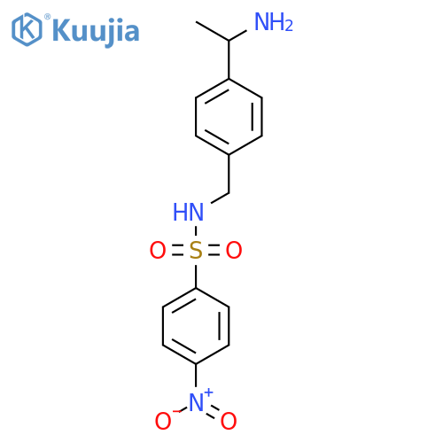 N-{[4-(1-aminoethyl)phenyl]methyl}-4-nitrobenzene-1-sulfonamide structure