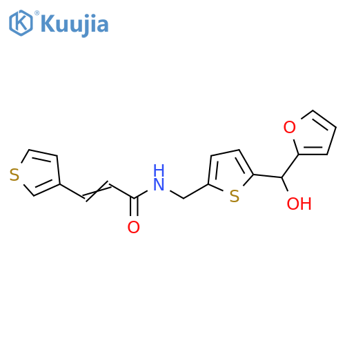 (2E)-N-({5-[(furan-2-yl)(hydroxy)methyl]thiophen-2-yl}methyl)-3-(thiophen-3-yl)prop-2-enamide structure