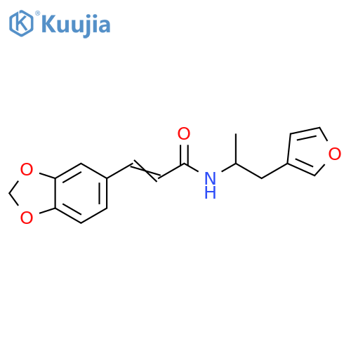 (2E)-3-(2H-1,3-benzodioxol-5-yl)-N-[1-(furan-3-yl)propan-2-yl]prop-2-enamide structure