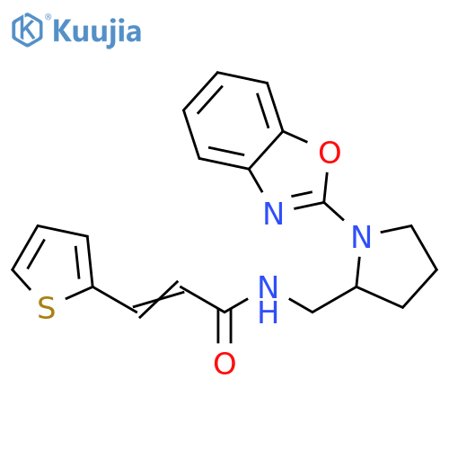 (2E)-N-{[1-(1,3-benzoxazol-2-yl)pyrrolidin-2-yl]methyl}-3-(thiophen-2-yl)prop-2-enamide structure