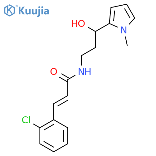 (2E)-3-(2-chlorophenyl)-N-[3-hydroxy-3-(1-methyl-1H-pyrrol-2-yl)propyl]prop-2-enamide structure