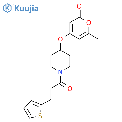(E)-6-methyl-4-((1-(3-(thiophen-2-yl)acryloyl)piperidin-4-yl)oxy)-2H-pyran-2-one structure