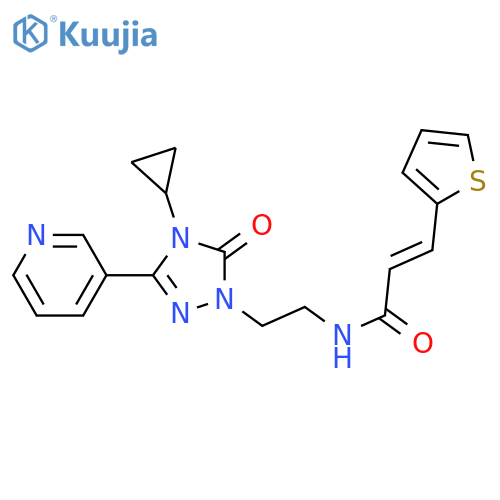 (2E)-N-{2-[4-cyclopropyl-5-oxo-3-(pyridin-3-yl)-4,5-dihydro-1H-1,2,4-triazol-1-yl]ethyl}-3-(thiophen-2-yl)prop-2-enamide structure