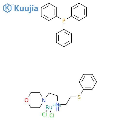 dichlororuthenium(2+);2-morpholin-4-yl-N-(2-phenylsulfanylethyl)ethanamine;triphenylphosphane structure