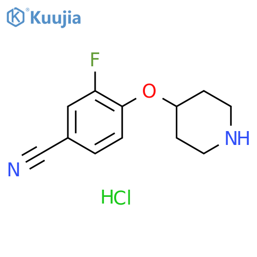 3-fluoro-4-(piperidin-4-yloxy)benzonitrile hydrochloride structure