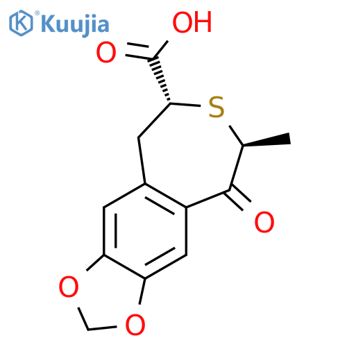 (+/-)-trans-1,2,4,5-Tetrahydro-4-methyl-7,8-methylenedioxy-5-oxo-3-benzothiepin-2-carboxylic acid structure