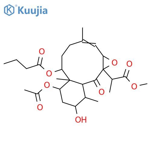 Benzo[4,5]cyclodec[1,2-b]oxirene-11a(1aH)-aceticacid, 7-(acetyloxy)-4,5,6,6a,7,8,9,10,10a,11-decahydro-9-hydroxy-a,3,6a,10-tetramethyl-11-oxo-6-(1-oxobutoxy)-,methyl ester, (aR,1aR,2Z,6S,6aS,7S,9R,10S,10aS,11aS)- structure