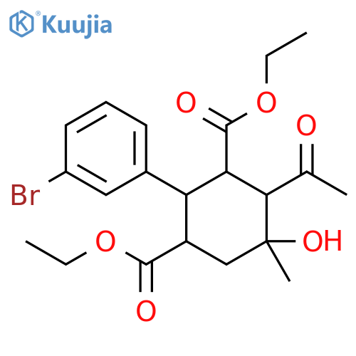 1,3-Diethyl 4-acetyl-2-(3-bromophenyl)-5-hydroxy-5-methylcyclohexane-1,3-dicarboxylate structure