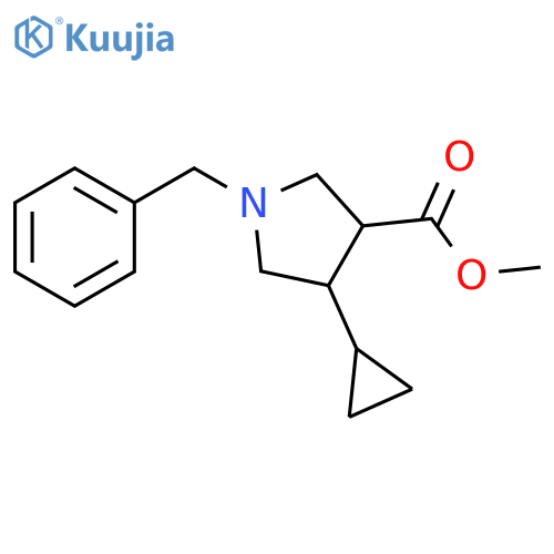 3-Pyrrolidinecarboxylic acid, 4-cyclopropyl-1-(phenylmethyl)-, methyl ester structure