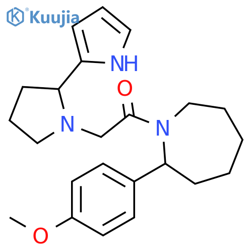 Ethanone, 1-[hexahydro-2-(4-methoxyphenyl)-1H-azepin-1-yl]-2-[2-(1H-pyrrol-2-yl)-1-pyrrolidinyl]- structure
